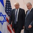 US President Donald Trump walks alongside Israeli Prime Minister Benjamin Netanyahu as he arrives to deliver a speech at the Israel Museum in Jerusalem on May 23, 2017