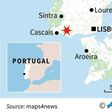 Map locating Cascais, near where a light aircraft crashed killing five people