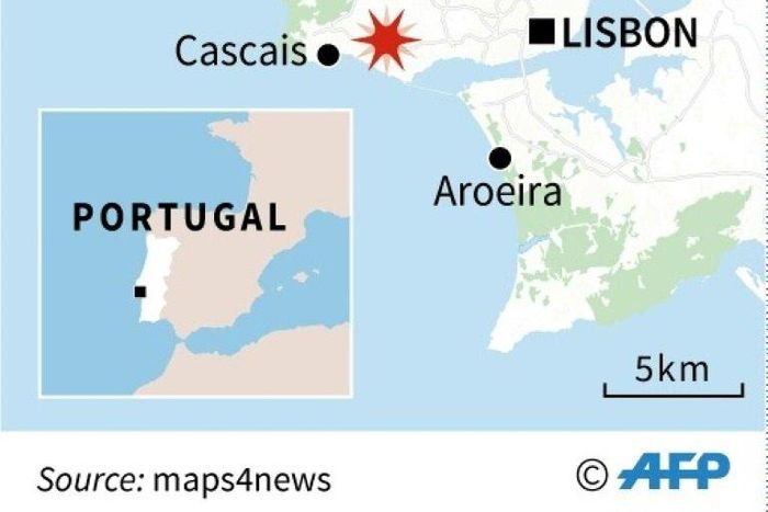 Map locating Cascais, near where a light aircraft crashed killing five people