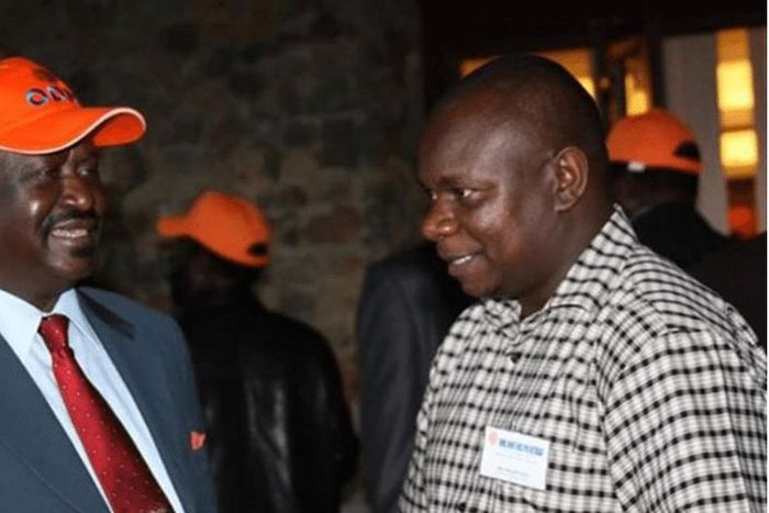 ODM leader Raila Odinga and Philip Etale