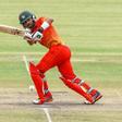 Zimbabwe batsman Sikanda Raza (left) in action against the West Indies during a one-day international in Bulawayo, on November 26, 2016