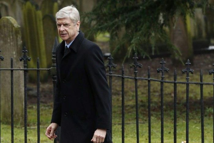 Arsenal's French manager Arsene Wenger arrives for the funeral of former England manager and manager of Watford football club Graham Taylor in Watford on February 1, 2017