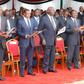 President Uhuru Kenyatta (left) Machakos Governor Alfred Mutua, Former President Daniel Moi, Kalonzo Musyoka and  former Prime Minister Raila Odinga