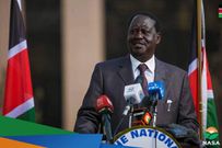 Raila Odinga addressing the press today