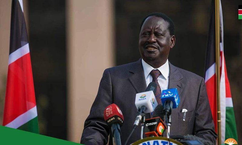 Raila Odinga addressing the press today