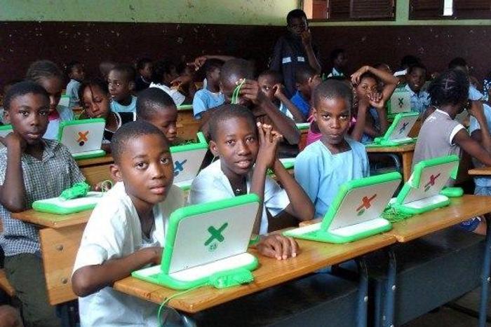 Class one pupils with their laptops at one of the primary schools in Kenya. Education CS Fred Matiang'i has said that parents are not expected to pay any admission fee for their children joining class one in public primary schools.