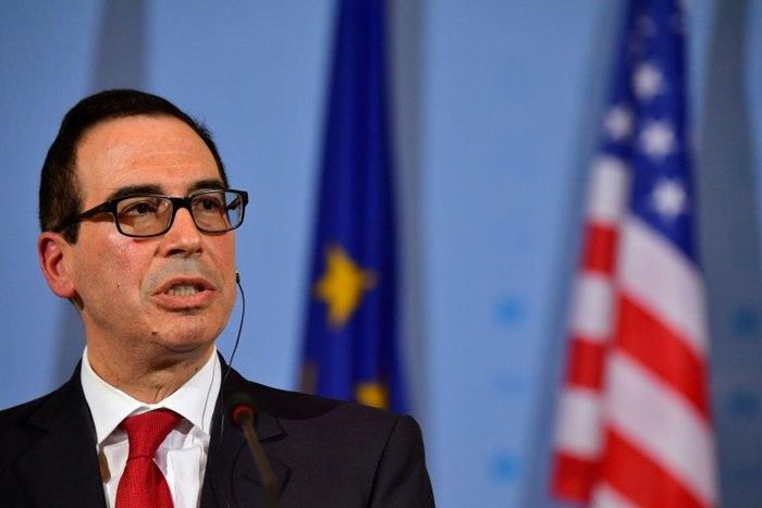 US Secretary of the Treasury Steven Mnuchin address a press conference with the German Finance Minister at the finance ministry in Berlin on March 16, 2017