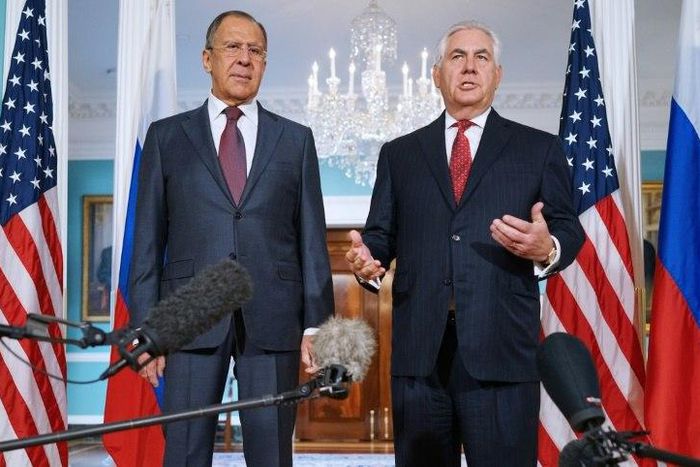 US Secretary of State Rex Tillerson (R) who met with Russian Foreign Minister Sergei Lavrov ion May 10, 2017, said trust between the two nations was "very low"