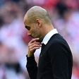Manchester City's manager Pep Guardiola suffers defeat after the FA Cup semi-final football match against Arsenal at Wembley stadium in London on April 23, 2017