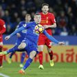 Leicester City's striker Jamie Vardy takes a shot against Liverpool at King Power Stadium on February 27, 2017