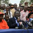 Meru ODM chairman Fredrick Muirigi,Party leader Raila Odinga and Senator Elizabeth Ongoro.