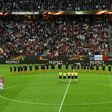 Players of Manchester United and of Ajax Amsterdam observe a minute's silence for the victims of the bomb attack in Manchester ahead of their UEFA Europa League final on May 24, 2017, at the Friends Arena in Solna outside Stockholm