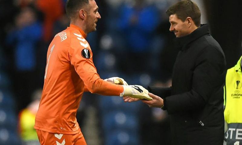 Rangers goalkeeper Allan McGregor kept alive Steven Gerrard's hopes of lifting a trophy this season