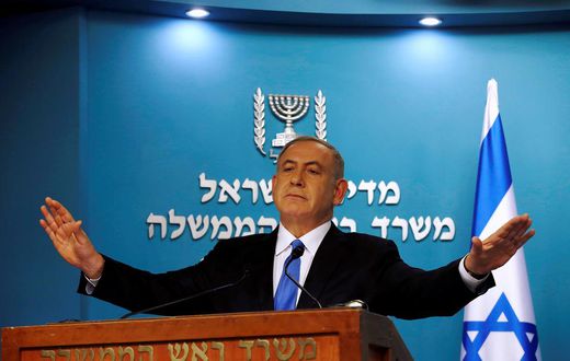Israeli Prime Minister Benjamin Netanyahu delivers a speech in his Jerusalem office, December 28, 2016.