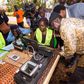 Raila Odinga (right) during an inspection of the Mass Voter Registration (MVR) exercise at Lavington Primary School.