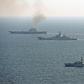 In a picture released by the British Ministry of Defence, UK ships and aircraft shadow the Russian Petr Velikiy (C) and the Russian Admiral Kuznetsov (top) as they pass through the English Channel January 24, 2017