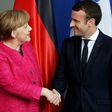 German Chancellor Angela Merkel (L) and French President Emmanuel Macron in Berlin on May 15, 2017