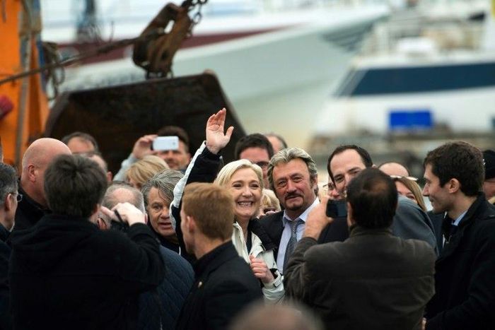 French far-right presidential candidate Marine Le Pen took a trip on a fishing boat seeking to portray herself as the protector of small businesses