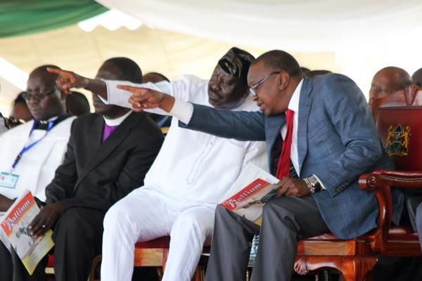 President Uhuru Kenyatta (Right) and ODM leader Raila Odinga at a past function
