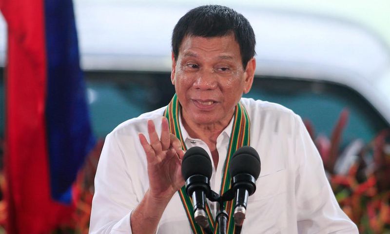 Philippine President Rodrigo Duterte speaks to the members of the Philippine Army in metro Manila, October 4, 2016.