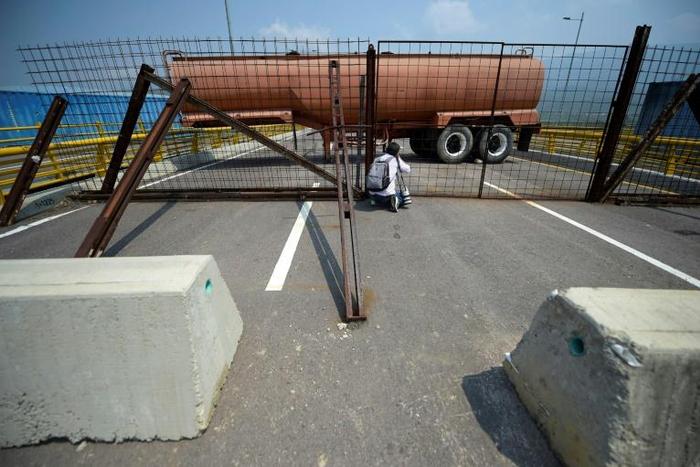 Venezuelan troops used containers to block access to Tienditas Bridge along the Colombian border
