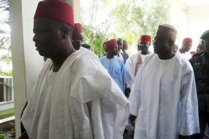 Support for Nigeria's politician Rabiu Kwankwaso, seen here in 2012 when he was Kano state governor, may have gotten popular R&B singer Sadiq Zazzabi into hot water with the state censorship board