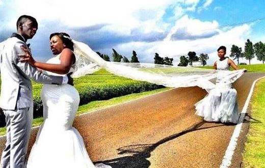 Celestine and Njugush during their wedding