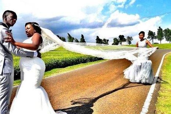 Celestine and Njugush during their wedding