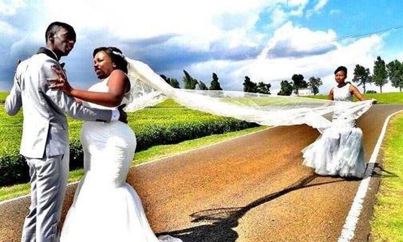 Celestine and Njugush during their wedding