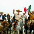 In 2003, the then Mexican president Vicente Fox (centre) and Tamaulipas governor Tomas Yarrington (far right) led a peace ride along the border with the United States