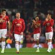 (L-R) Manchester United celebrate winning their UEFA Europa League semi-final, second-leg football match against Celta Vigo at Old Trafford stadium in Manchester, north-west England, on May 11, 2017