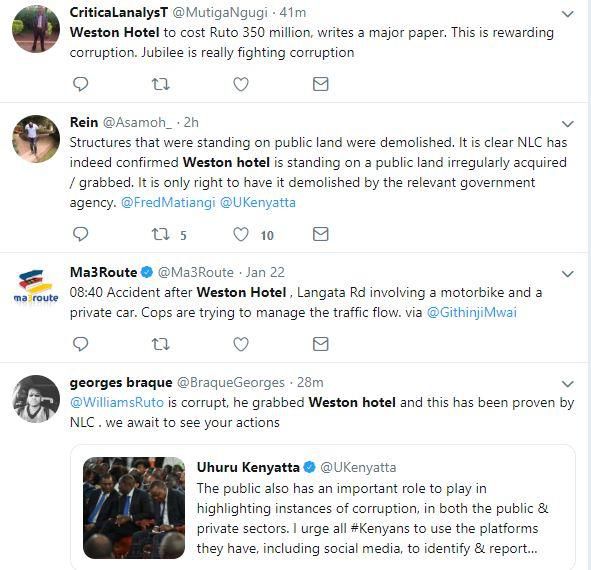 Public reaction to the deal that saved DP Ruto’s Weston Hotel from demolition