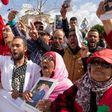 Moroccans demonstrate outside a court on March 13, 2017 against the killing of security forces in the Western Sahara in 2010