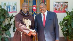 President Kenyatta with teacher Peter Tabichi