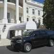 A SUV is parked outside of the South Portico on the South Lawn of the White House in Washington, DC, March 11, 2017 after a man carrying a backpack was arrested for breaching security