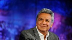 Ecuadorean President-elect Lenin Moreno receives the final official results of Sunday's runoff election at the House of Alianza Pais in Quito, on April 4, 2017