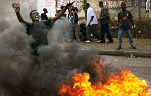 A chaotic scene in Kenya during 2007/08 post election violence