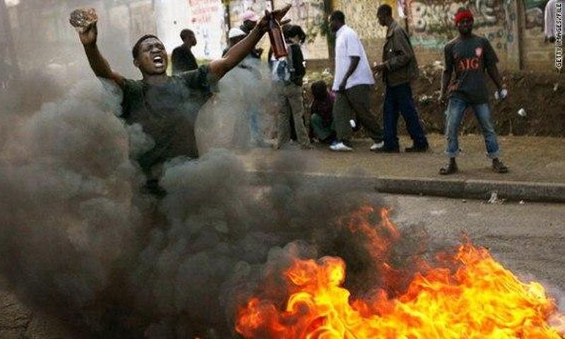 A chaotic scene in Kenya during 2007/08 post election violence