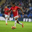 Manchester United's English striker Marcus Rashford runs with the ball during the English Premier League match against Leicester City at King Power Stadium in Leicester on February 5, 2017