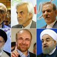 This combination of pictures created on April 21, 2017 shows the main contenders for Iran's upcoming presidential elections