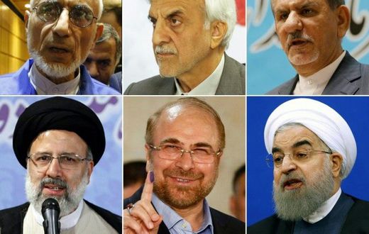 This combination of pictures created on April 21, 2017 shows the main contenders for Iran's upcoming presidential elections