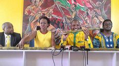 Civil rights activist Boniface Mwangi (second right) during the launch of the Ukweli Party on March 20, 2017.