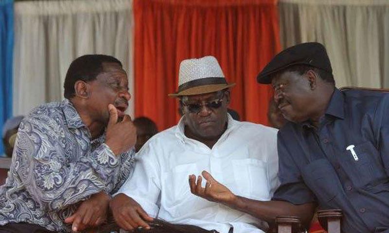 File Image of ODM leader Raila Odinga (right), Johnson Muthama and James Orengo