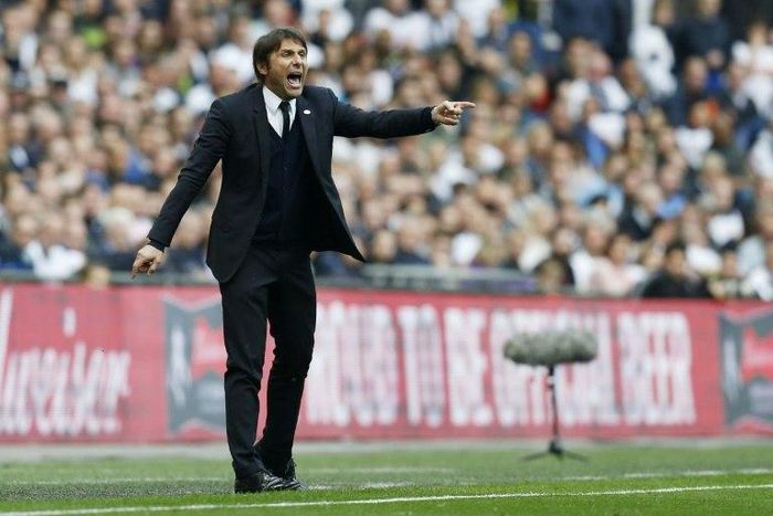Chelsea's head coach Antonio Conte gestures during the FA Cup semi-final football match against Tottenham Hotspur April 22, 2017