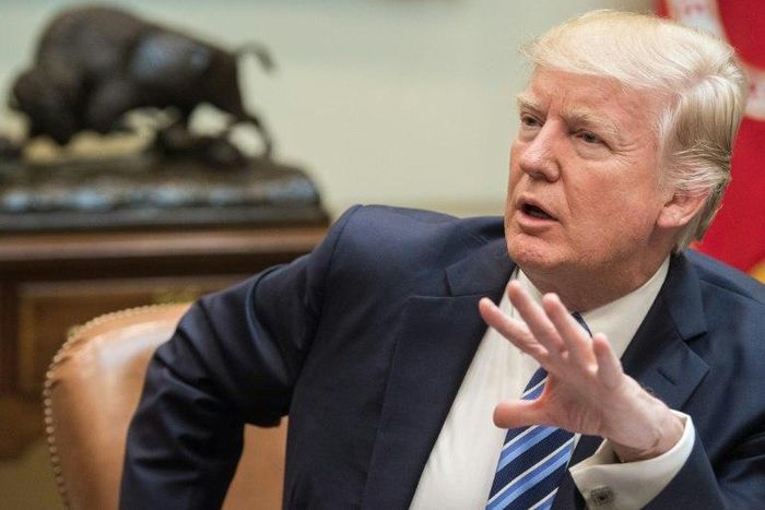 US President Donald Trump attends a meeting at the White House in Washington, DC, on March 13, 2017