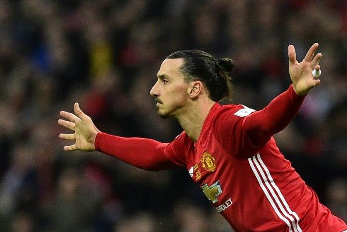 Manchester United's Zlatan Ibrahimovic celebrates scoring in the League Cup final against Southampton in February, which United won 3-2