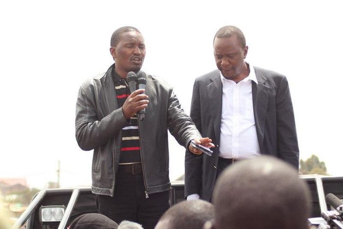 Devolution CS Mwangi Kiunjuri and President Uhuru Kenyatta
