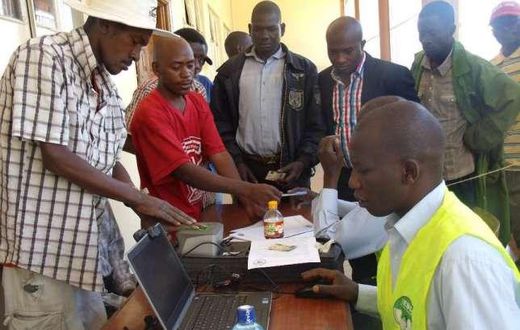An Independent Electoral and Boundaries Commission official registers voters in Eldoret town.