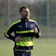 Arsenal defender Per Mertesacker pictured during a training session at the club's complex in London Colney on December 5, 2016