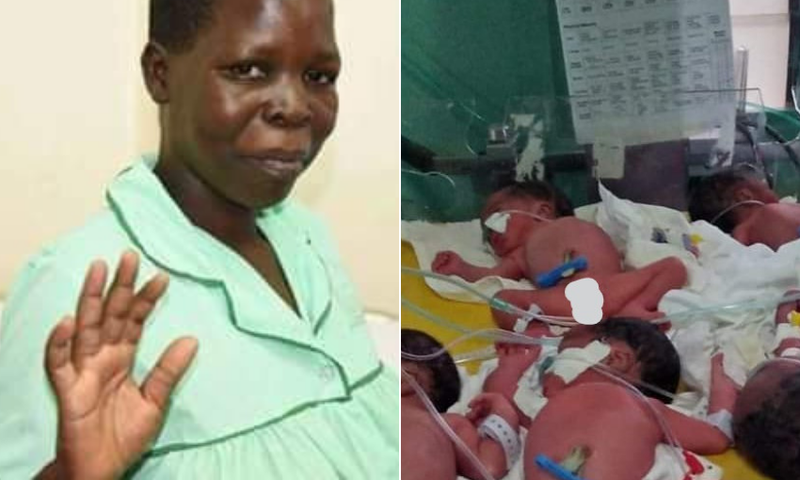 Evaline Namukhula who delivered quintuplets in Kakamega and died on Sunday with her 5 children (two deceased)